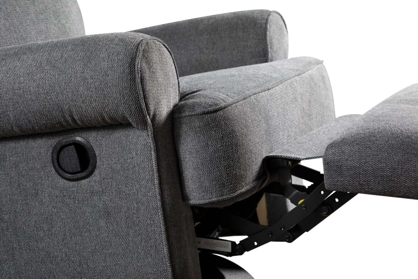 Bevin 34.4 Grey Chenille Fabric Swivel Glider Reclining Chair | Fauteuil pivotant, glissant et inclinable Bevin de 34,4 po en tissu de chenille gris