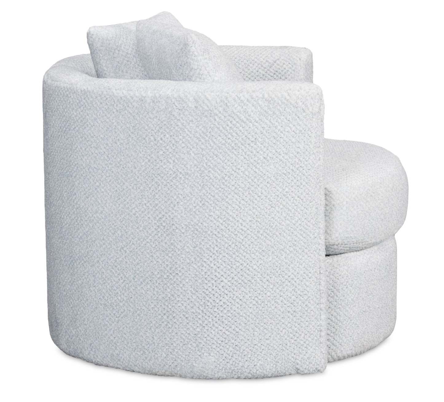 Made in Canada Petite 36 Chenille Fabric Swivel Cuddler Accent Chair - Teddy Star Grey | Fauteuil d’appoint pivotant Cuddler Petite de 36 po fabriqué au Canada en tissu de chenille - gris Teddy Star