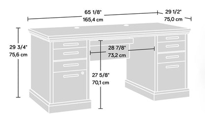 Bureau de direction Akira de 29,53 po à 6 tiroirs - chêne clair