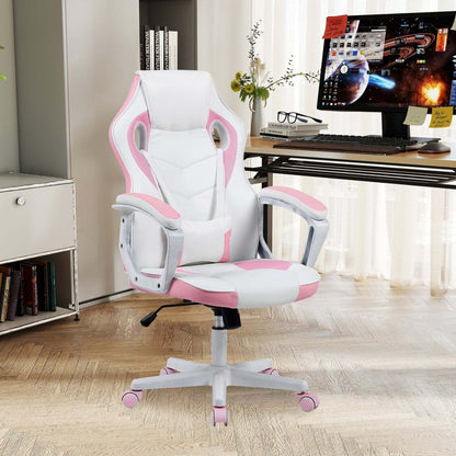 Chaise de jeu ergonomique Velocity 24 - Blanc et rose | Fauteuil de jeu ergonomique Velocity de 24 po - blanc et rose