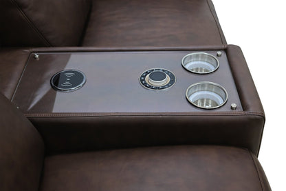 Vibe 76 Genuine Leather Massage Power Reclining Loveseat with Immersive Audio and Power Headrests - Brown | Causeuse de massage à inclinaison électrique Vibe de 76 po en cuir véritable avec son immersif et appuie-têtes électriques - brune