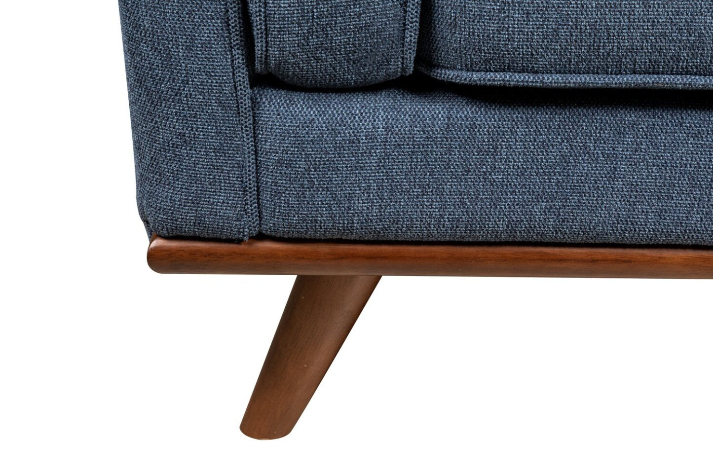 Fauteuil Kassia de Kort & Co. de 40,9 po en tissu d’apparence lin avec base et pattes en bois - bleu