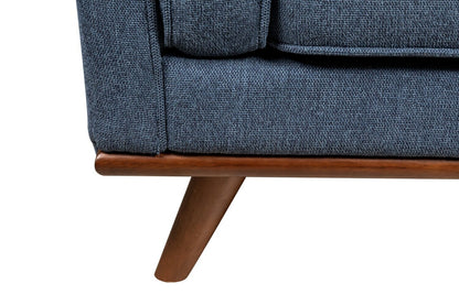 Fauteuil Kassia de Kort & Co. de 40,9 po en tissu d’apparence lin avec base et pattes en bois - bleu