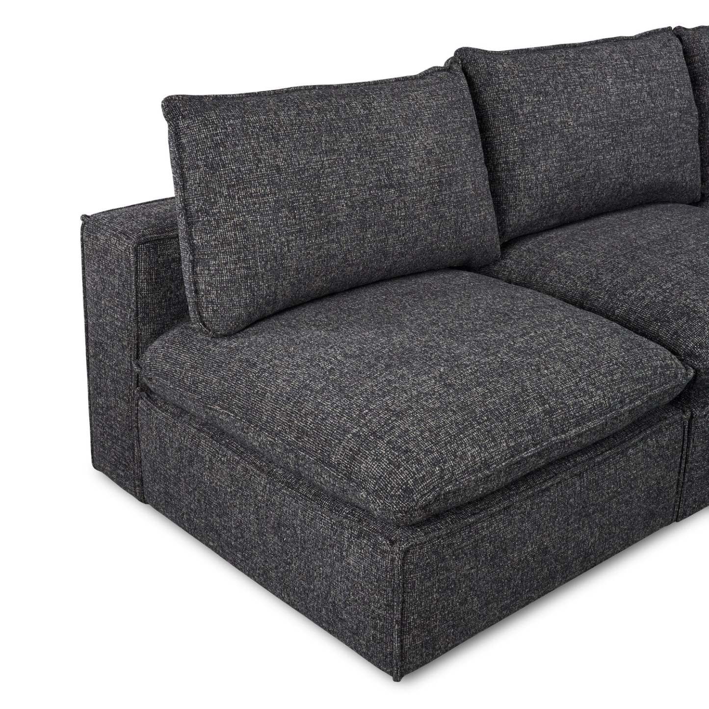 Fusion modulaire 5 pièces en tissu chenille gris anthracite sans accoudoirs | Canapé sectionnel sans accoudoirs modulaires Fusion 5 pièces en tissu chenille gris anthracite