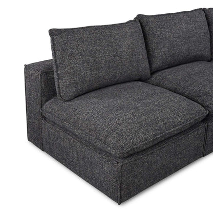 Fusion modulaire 5 pièces en tissu chenille gris anthracite sans accoudoirs | Canapé sectionnel sans accoudoirs modulaires Fusion 5 pièces en tissu chenille gris anthracite