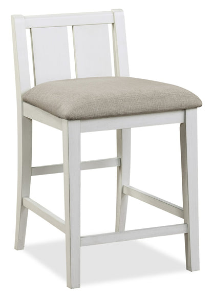 Lane 3pc Counter-Height Dining Set with Table & 2 Chairs, Built-in Shelves & USB, 36.5W - White | Ensemble de salle à manger Lane 3 pièces de hauteur comptoir avec table de 36,5 po (L), tablettes et port USB intégrées, et 2 chaises - blanc