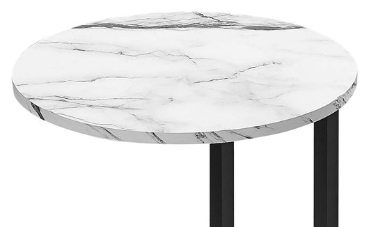 Jerri 18.25 C-Shaped Chairside Table - White Marble-Look|Table de fauteuil Jerri de 18,25 po en forme de C - imitation marbre blanc