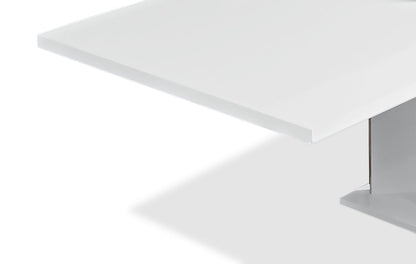 Table de salle à manger Raia - fabriquée en Italie, base piédestal, moderne, 71 po (L) - blanche