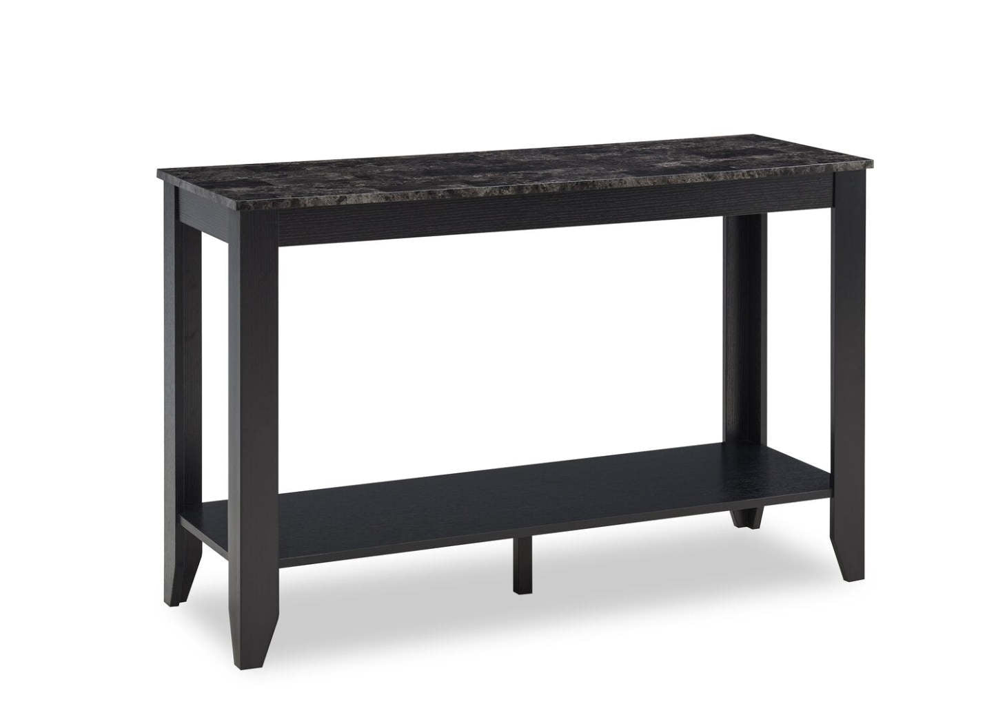 Roma 44 Rustic Sofa Table with Shelf - Table de salon rustique Roma de 44 po avec tablette - imitation de marbre noir