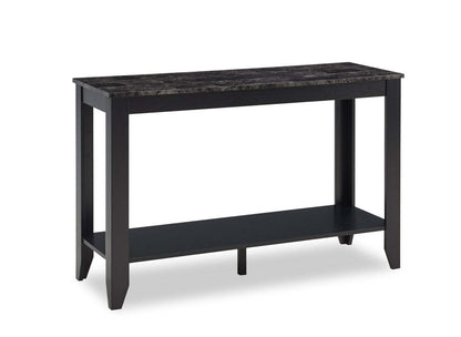 Roma 44 Rustic Sofa Table with Shelf - Table de salon rustique Roma de 44 po avec tablette - imitation de marbre noir