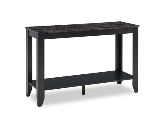 Roma 44 Rustic Sofa Table with Shelf - Table de salon rustique Roma de 44 po avec tablette - imitation de marbre noir