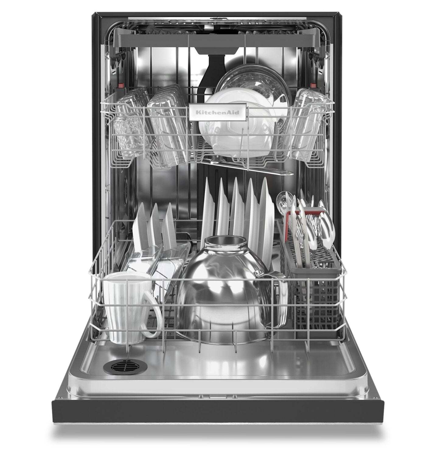 Lave-vaisselle encastré KitchenAid de 24 po et de 39 dBA avec commandes à l’avant et 3e panier - acier inoxydable PrintShield…