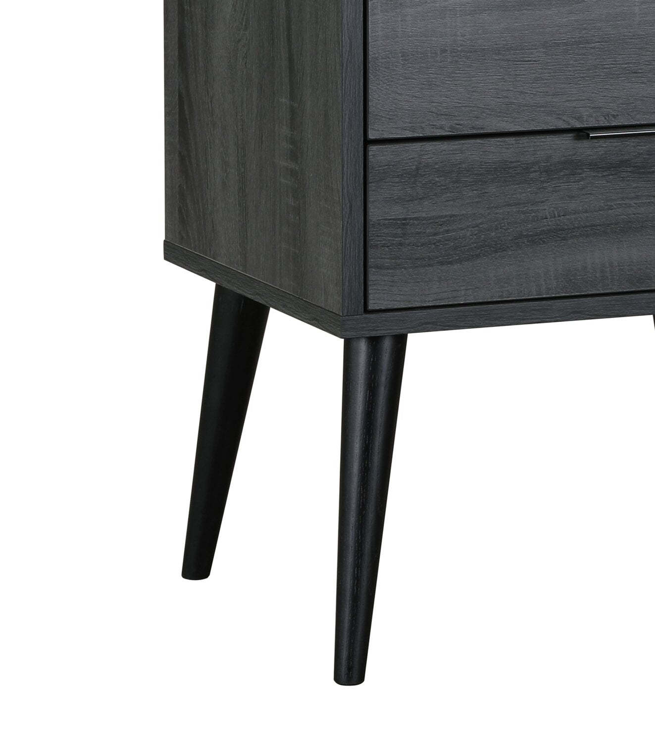 Table de nuit Nash à 2 tiroirs, 21,3 L x 22,6 H, Moderne Mid-Century - Gris Foncé | Table de nuit moderne du milieu du 20e siècle Nash de 21,3 po (L) x 22,6 po (H) à 2 tiroirs - gris foncé