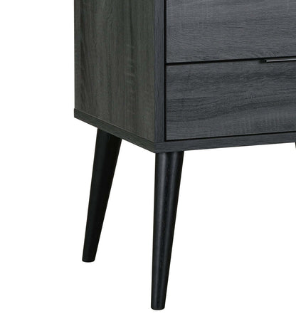 Table de nuit Nash à 2 tiroirs, 21,3 L x 22,6 H, Moderne Mid-Century - Gris Foncé | Table de nuit moderne du milieu du 20e siècle Nash de 21,3 po (L) x 22,6 po (H) à 2 tiroirs - gris foncé