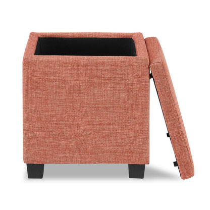 Halifax 14.75 Square Fabric Storage Ottoman - Orange|Pouf de rangement carré Halifax de 14,75 po en tissu - orange