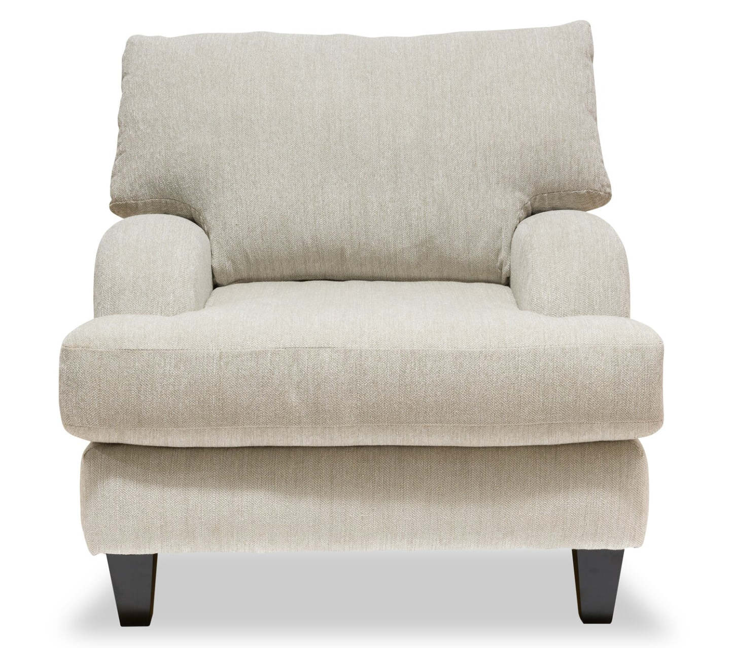 Fauteuil Nofia de 36 po fabriqué au Canada en tissu de chenille avec pattes en bois - beige lin