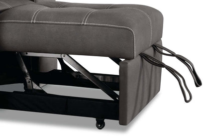 Fauteuil Drake de 41,5 po en tissu de suédine avec pouf rétractable et appuie-têtes relevables - gris ciment