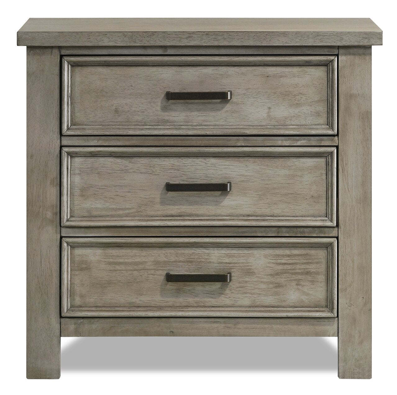 Commode de chevet Levi à 3 tiroirs, 30 L x 30 H, Bois - Gris Dérive | Commode Levi de 30 po (L) x 30 po (H) à 3 tiroirs en bois - gris bois de grève
