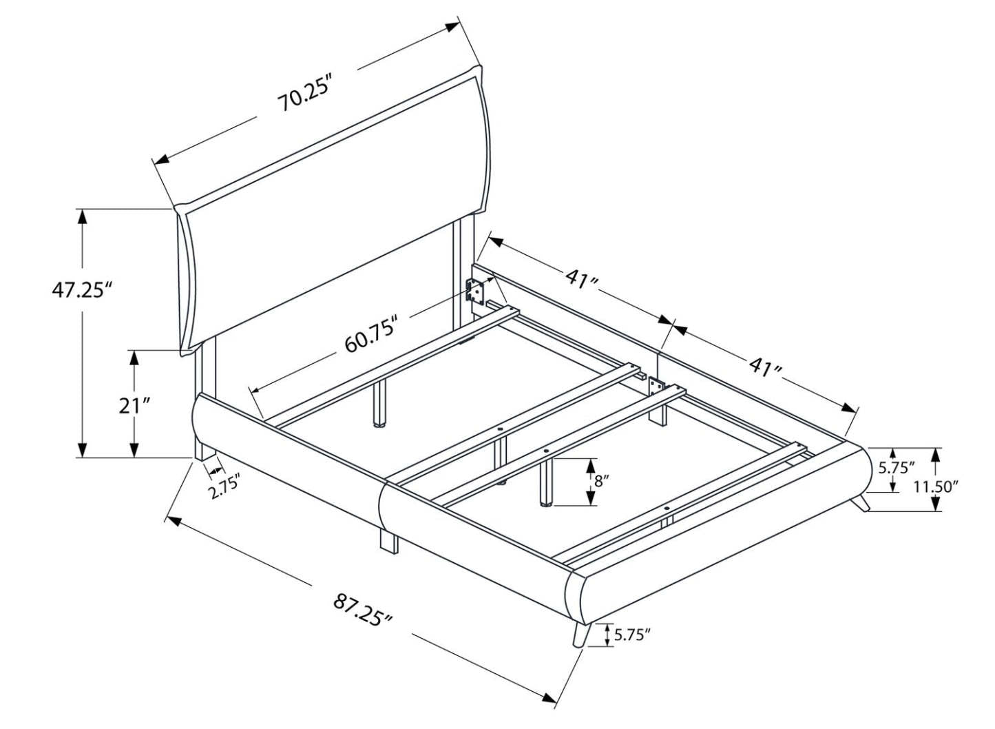 Lit rembourré Park en tissu de cuir végétalien blanc - Queen Size | Lit rembourré Park en tissu de cuir végétalien blanc - format grand lit