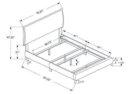 Lit rembourré Park en tissu de cuir végétalien blanc - Queen Size | Lit rembourré Park en tissu de cuir végétalien blanc - format grand lit