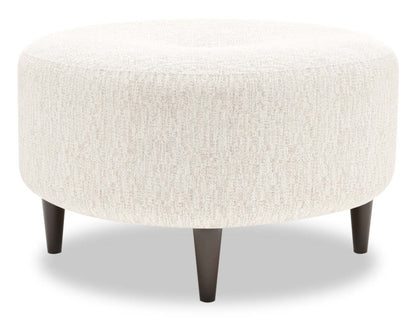 Pouf The Curve 31 en tissu chenille, beige sable luxueux, fabriqué au Canada par Sofa Lab (CURV3093)