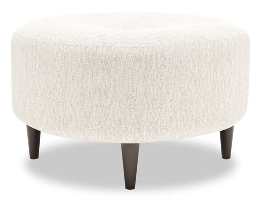 Pouf The Curve 31 en tissu chenille, beige sable luxueux, fabriqué au Canada par Sofa Lab (CURV3093)