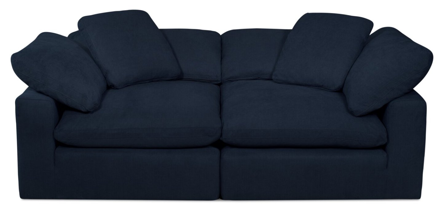 Eclipse Modular 86 Linen-Look Fabric Loveseat with Reversible Feather Down Cushions - Navy Blue | Causeuse modulaire Eclipse de 86 po en tissu d’apparence lin avec coussins réversibles en duvet et plumes - bleu marine