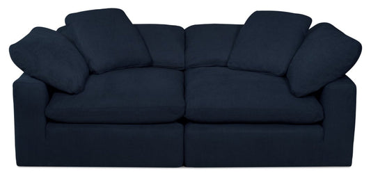 Eclipse Modular 86 Linen-Look Fabric Loveseat with Reversible Feather Down Cushions - Navy Blue | Causeuse modulaire Eclipse de 86 po en tissu d’apparence lin avec coussins réversibles en duvet et plumes - bleu marine