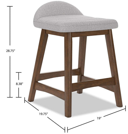 Tabouret à hauteur de comptoir Jovi avec tissu d'apparence lin, bois - gris | Tabouret Jovi de hauteur comptoir en tissu d'apparence lin et en bois - gris