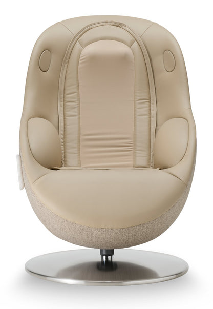Fauteuil de massage inclinable LG de 29,6 po en tissu d’apparence cuir avec pouf assorti - brun