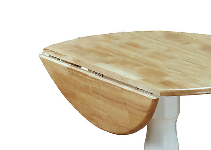 Table de salle à manger à abattants Hana, bois, base sur pied, 40 W - bicolore blanc et naturel | Table de salle à manger Hana de 40 po (L) à abattant, en bois et avec base piédestal - deux teintes, blanc et naturel