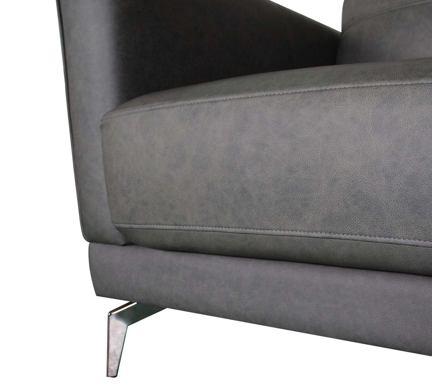 Chaise Melrose 36,5 en cuir véritable de première qualité avec pieds en métal - Gris | Fauteuil Melrose de 36,5 po en cuir de qualité supérieure avec pattes en métal véritable - gris