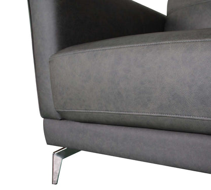 Chaise Melrose 36,5 en cuir véritable de première qualité avec pieds en métal - Gris | Fauteuil Melrose de 36,5 po en cuir de qualité supérieure avec pattes en métal véritable - gris