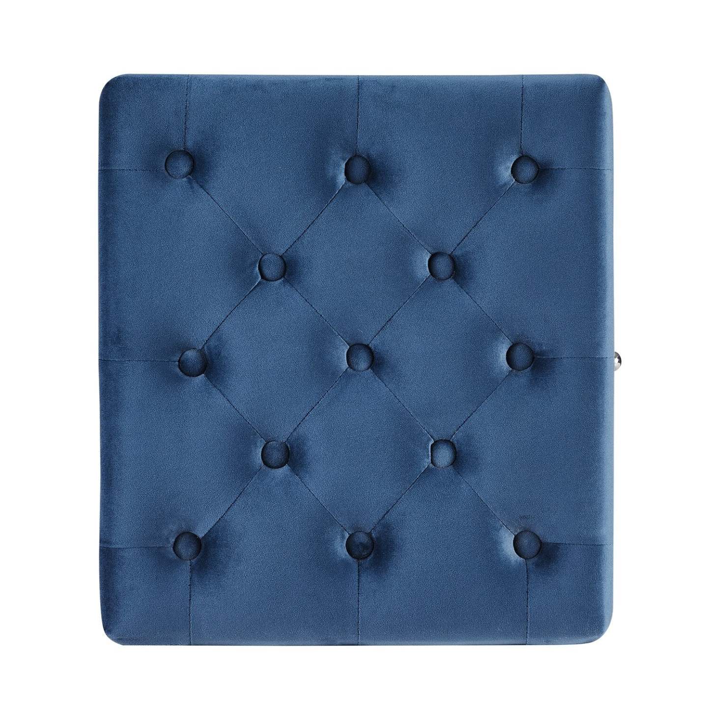 Yukon 17 Square Velvet Storage Ottoman - Navy|Pouf de rangement carré Yukon de 17 po en velours - bleu marine