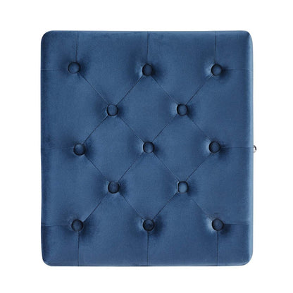 Yukon 17 Square Velvet Storage Ottoman - Navy|Pouf de rangement carré Yukon de 17 po en velours - bleu marine