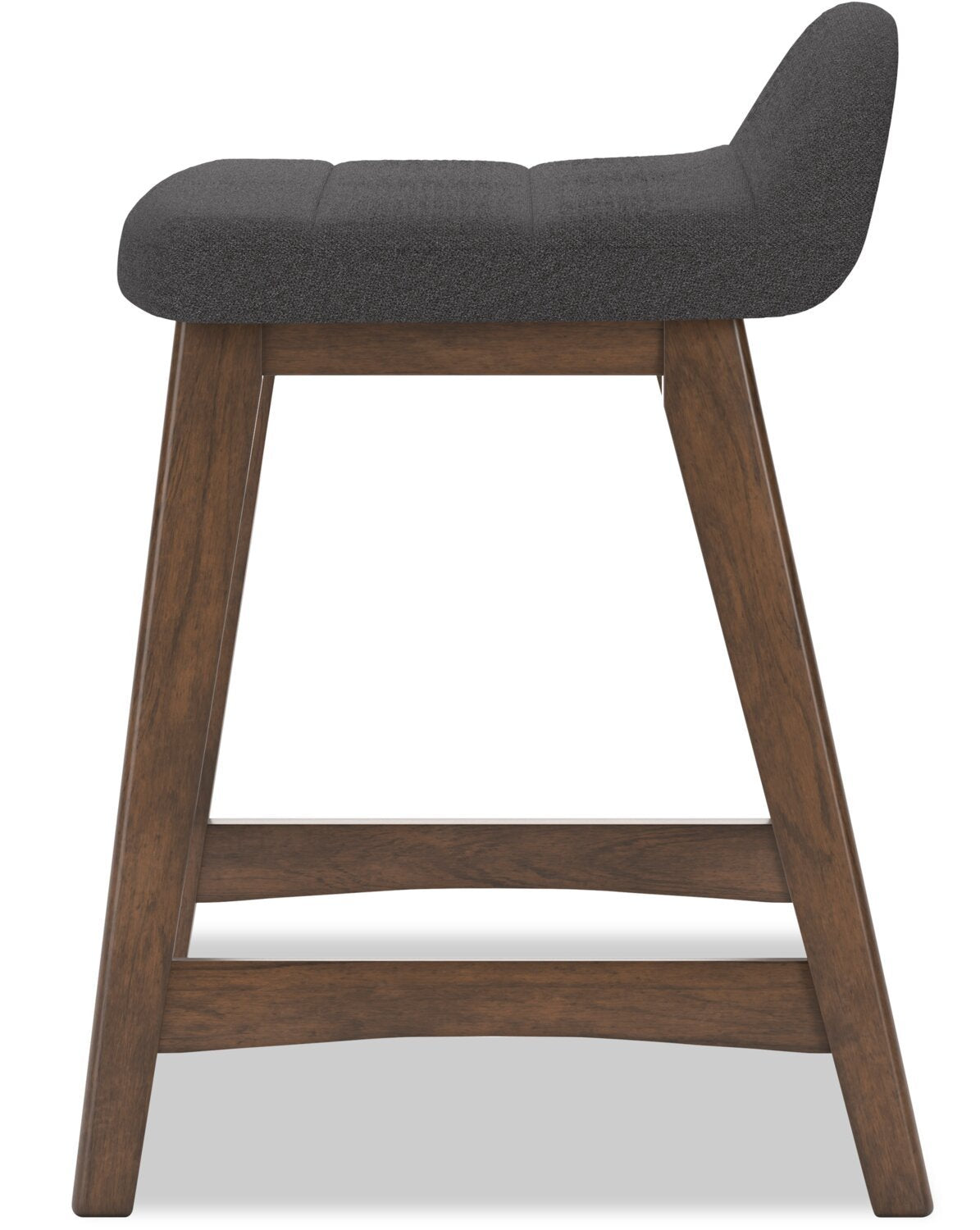 Tabouret à hauteur de comptoir Jovi avec tissu d'apparence lin, Bois - Charbon | Tabouret Jovi de hauteur comptoir en tissu d'apparence lin et en bois - anthracite
