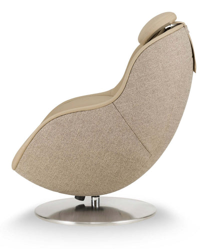 Fauteuil de massage inclinable LG de 29,6 po en tissu d’apparence cuir avec pouf assorti - brun