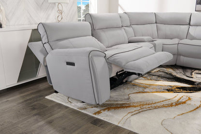 Canapé sectionnel de droite à inclinaison électrique Newport de Cindy Crawford Home 6 pièces en suédine - gris