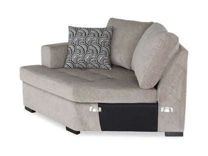 Fabriqué au Canada, canapé-lit sectionnel enveloppant Legend 2 pièces à gauche en tissu de chenille - beige platine