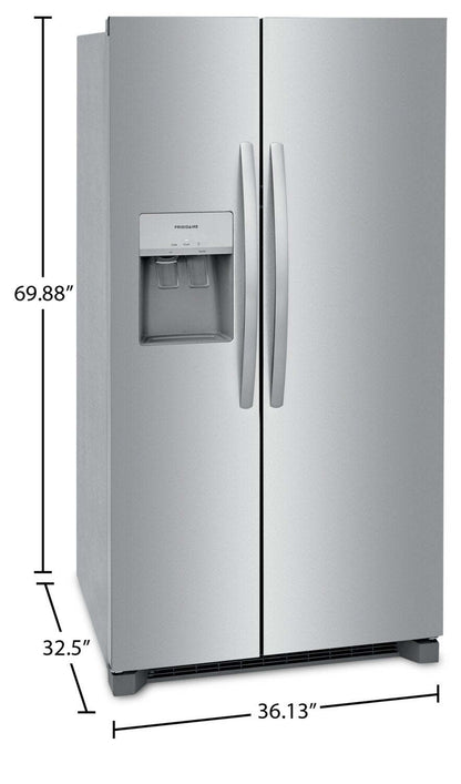 Réfrigérateur Frigidaire de 25,6 pi³ et de 36 po de profondeur standard à compartiments juxtaposés - Acier inoxydable - FRSS2623A… | Réfrigérateur Frigidaire de 25,6 pi³ et de 36 po de profondeur standard à compartiments juxtaposés…