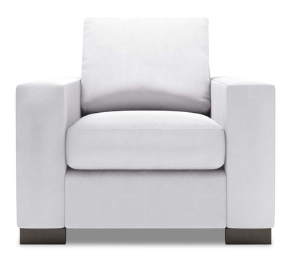 Fauteuil Track de Sofa Lab personnalisable de 38 po fabriqué au Canada en tissu d’apparence lin avec accoudoirs rectilignes - blanc Pax Ice | TR303449