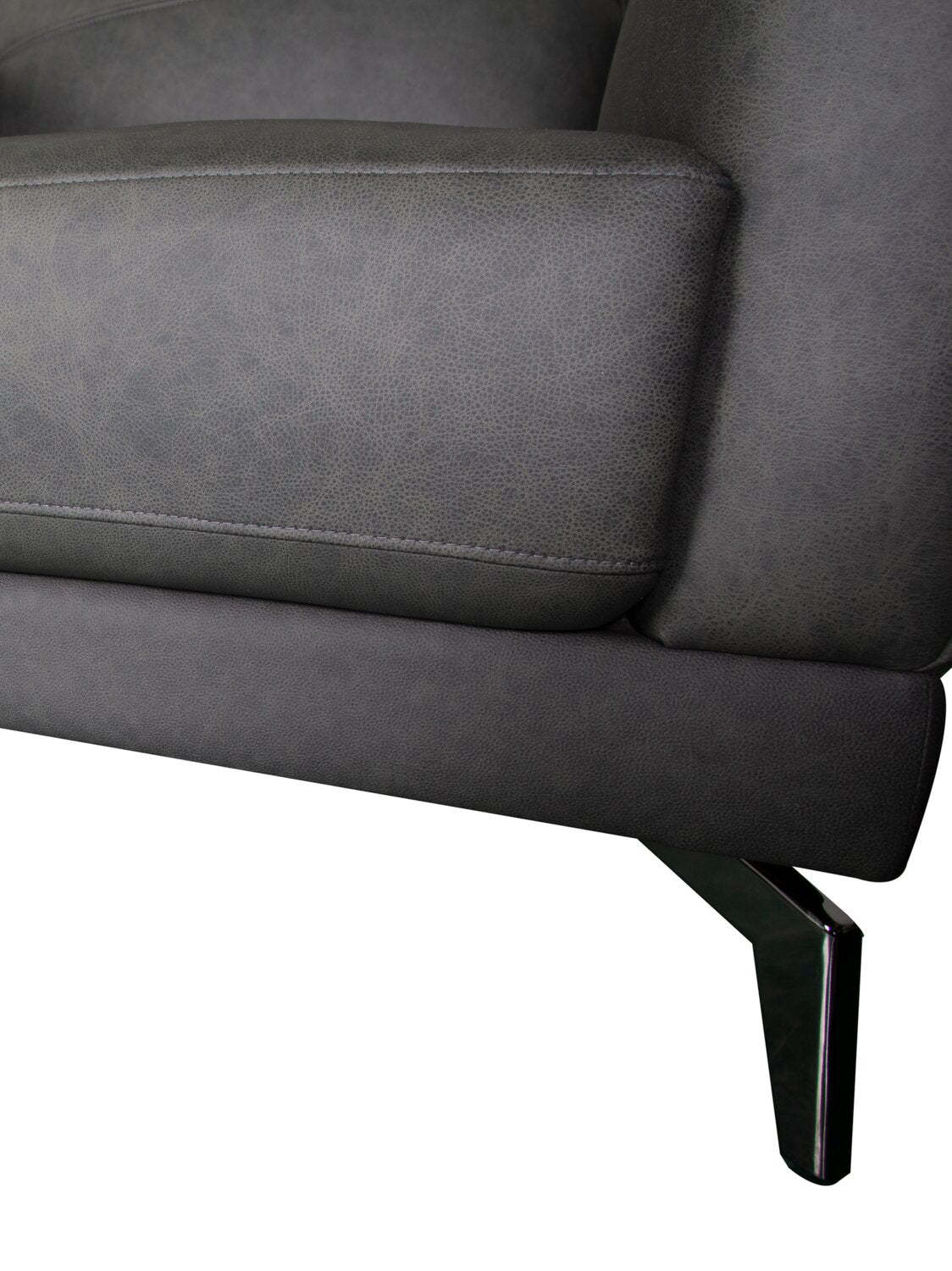 Chaise Melrose 36,5 en cuir véritable de première qualité avec pieds en métal - Gris | Fauteuil Melrose de 36,5 po en cuir de qualité supérieure avec pattes en métal véritable - gris