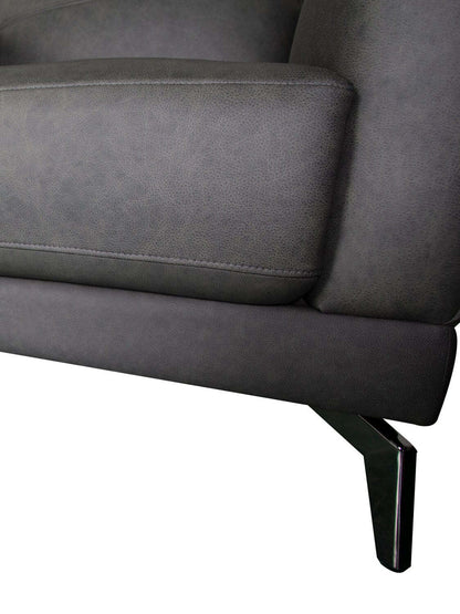 Chaise Melrose 36,5 en cuir véritable de première qualité avec pieds en métal - Gris | Fauteuil Melrose de 36,5 po en cuir de qualité supérieure avec pattes en métal véritable - gris
