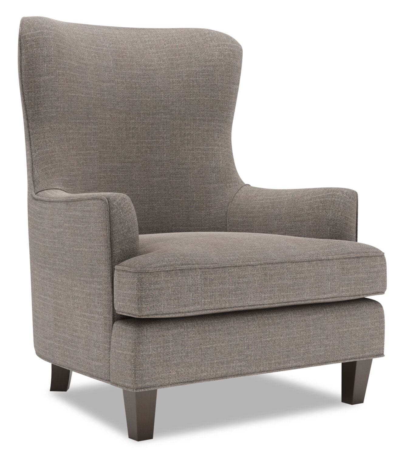 Fauteuil d'appoint à oreilles personnalisable Sofa Lab de 32 po fabriqué au Canada en tissu d'apparence lin - gris Luna Smoke | AILE2391