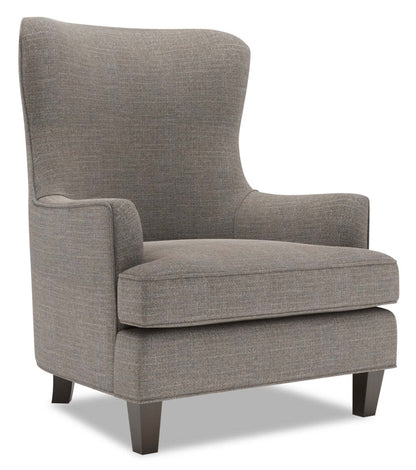 Fauteuil d'appoint à oreilles personnalisable Sofa Lab de 32 po fabriqué au Canada en tissu d'apparence lin - gris Luna Smoke | AILE2391