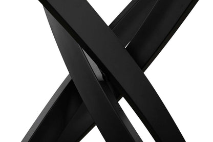 Zoe Dining Table with Glass Top, Metal Geometric Base, 47W Round - Black | Table de salle à manger ronde Zoe de 47 po (L) avec dessus en verre et base géométrique en métal - noire