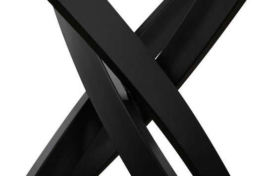 Zoe Dining Table with Glass Top, Metal Geometric Base, 47W Round - Black | Table de salle à manger ronde Zoe de 47 po (L) avec dessus en verre et base géométrique en métal - noire