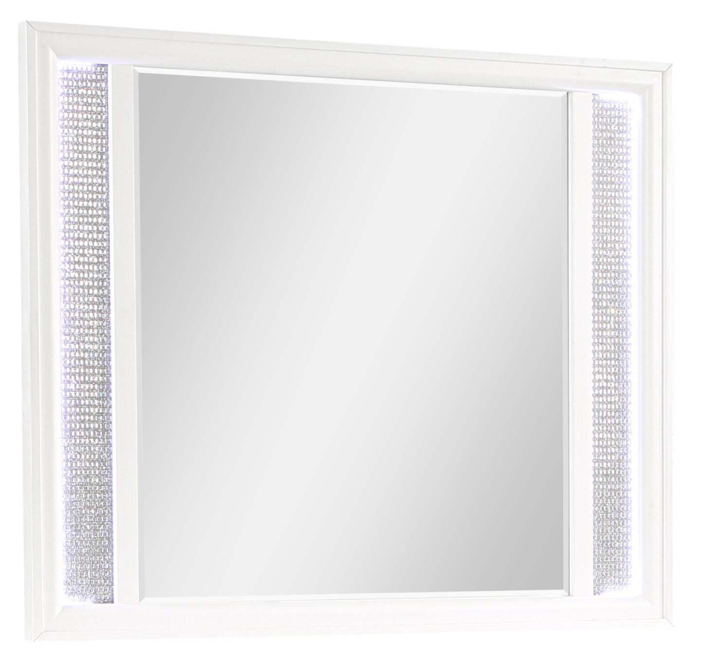 Miroir de commode de chambre à coucher Ava avec lumière LED, Glam - Blanc | Miroir de commode de chambre à coucher somptueux Ava avec éclairage à DEL - blanc