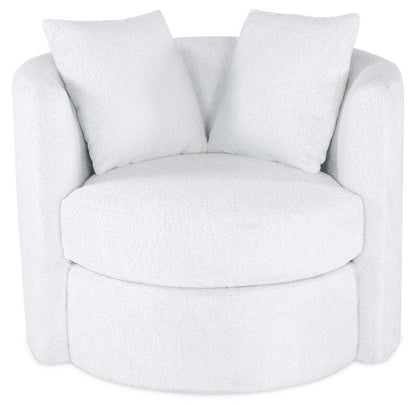 Made in Canada Petite 36 Chenille Fabric Swivel Cuddler Accent Chair - Plush Heaven White | Fauteuil d’appoint pivotant Cuddler Petite de 36 po fabriqué au Canada en tissu de chenille - blanc Plush Heaven