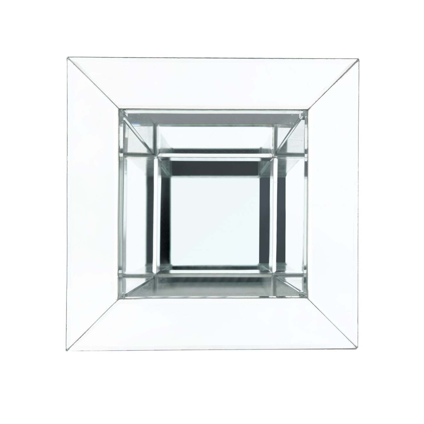 Berni 12 Glam Mirror &amp; Glass Top Chairside Table with Shelf - Silver Metal with Diamond Look Legs|Table de fauteuil somptueuse Berni de 12 po avec dessus en miroir et en verre et tablette - métal argenté avec pattes à apparence de diamant